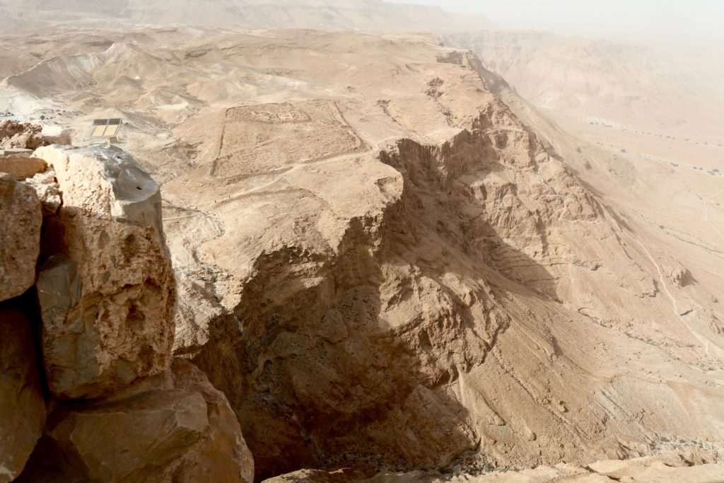 Masada, you can still see the Roman siege camps