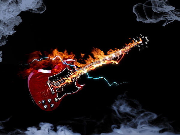 Gibson guitar on fire