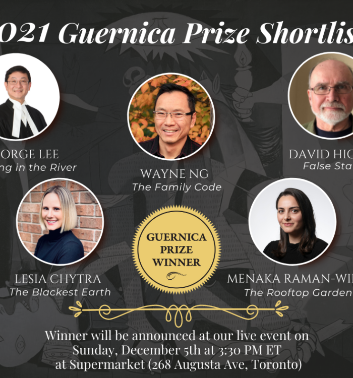 2021 Guernica Prize Shortlist. Pictures of authors listed, including Wayne Ng